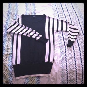 Venus black and white striped sweater dress tunic